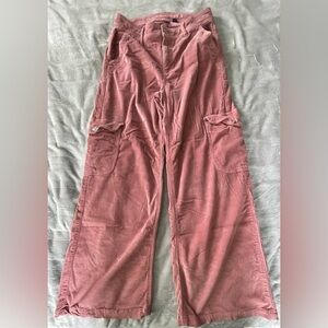 American Eagle women’s size 2 pink corduroy super hi-rise baggy wide leg jeans